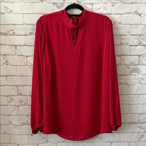 torrid Red Tie-Neck Long Sleeve Blouse